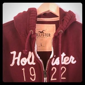 Hollister Full-Zip Hoodie | Size - L | Burgundy